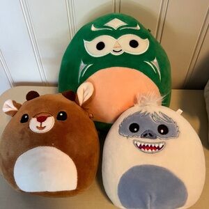 Squishmallows Green, Brown, and White Stuffed Animals